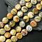Flat Round Natural Crazy Lace Agate Beads Strands, Pale Goldenrod, 16x5mm, Hole: 1mm, about 25pcs/strand, 16.5 inch