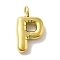Ion Plating(IP) 304 Stainless Steel Pendants, Real 14K Gold Plated, Balloon Letter Charms, Puff Initial Charms, Letter P, 24x13.5x5mm, Hole: 4mm