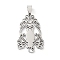 Non-Tarnish 201 Stainless Steel Pendants, Laser Cut, Owl Charm, Stainless Steel Color, 38x25x1.5mm, Hole: 8.5x4.5mm