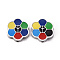 304 Stainless Steel Enamel Beads, Flower with Peaceful Sign, Colorful, Stainless Steel Color, 15x14x3.5mm, Hole: 1.6mm