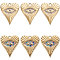 8Pcs 2 Colors 304 Stainless Steel Pendants, with Rhinestone, Real 14K Gold Plated, Heart with Eye Charm, Mixed Color, 18x15x1.5mm, Hole: 1.6mm, 4pcs/color