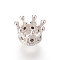 Brass Micro Pave Cubic Zirconia Beads, Cadmium Free & Lead Free, Crown, Platinum, 11x7mm, Hole: 6mm
