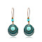 Retro Alloy Dangle Earrings, with Natural Dyed Howlite, Flat Round, Red Copper, Turquoise, 62x24mm