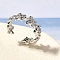 Brass Micro Pave Clear Cubic Zirconia Cuff Rings for Women, Turtle, Rack Plating, Long-Lasting Plated, Lead Free and Cadmium Free, Platinum, 7mm, Inner Diameter: adjustable