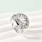 Brass Micro Pave Clear Cubic Zirconia Open Cuff Rings for Women, Cadmium Free & Lead Free, Platinum, 21.5mm, Inner Diameter: Adjustable