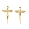 Brass Micro Pave Cubic Zirconia Pendants, Cross & Wing Charms, Cadmium Free & Lead Free, Rack Plating, Long-Lasting Plated, Real 18K Gold Plated, 30x19.5x3.5mm, Hole: 4.5x2.5mm