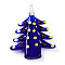Handmade Lampwork Pendants, Bumpy Christmas Tree Charms, Midnight Blue, 43~49x36~38x10~11mm, Hole: 5~5.5x4~6mm