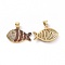 Brass Micro Pave Clear Cubic Zirconia Pendants, Cadmium Free & Lead Free, Fish, Dark Orange, 21x14.5x3~3.5mm, Hole: 3.5x5mm
