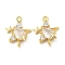Brass Pave Clear Cubic Zirconia Connector Charms, Star Links, Cadmium Free & Nickel Free & Lead Free, Real 18K Gold Plated, 12.5x10x3.5mm, Hole: 1mm