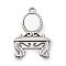 Glass Mirror Pendants, Dresser, with Alloy Findings, Platinum, 49.5x32.5x3mm, Hole: 3.5mm