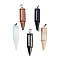 Natural & Synthetic Mixed Gemstone Pointed Pendants, Bullet Shaped Charms with Rack Plating Platinum Tone Brass Snap on Bails, 40x10mm, Hole: 7x4mm