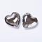Glass Pendants, Heart, Black, 42x43.5x15mm, Hole: 2mm