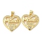 Mother's Day Theme Rack Plating Brass Micro Pave Cubic Zirconia Pendants, Long-Lasting Plated, Lead Free & Cadmium Free, Heart and Word Mama Charms, Real 18K Gold Plated, 21x21x2.5mm, Hole: 5x3mm