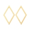 Brass Linking Rings, Cadmium Free & Nickel Free & Lead Free, Textured, Rhombus Connector, Real 18K Gold Plated, 32x18x0.8mm, Inner Diameter: 24.5x14mm