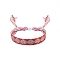 Rhombus Polyester Braided Cord Bracelet, Ethnic Tribal Adjustable Bohemia Bracelet, Cerise, 7-1/8 inch(18cm)
