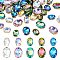 60Pcs 10 Style Oval Sew on Rhinestone, Faceted Glass Rhinestone, Multi-Strand Links, with Golden Tone 201 Stainless Steel Settings, Mixed Color, 14~18x10~13x6~7mm, Hole: 1mm, 6pcs/style