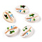 Printed Cowrie Shell Beads, No Hole/Undrilled, Sea Turtle Pattern, Turtle, 18.5~22x13~14.5x6~7.5mm