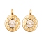 Brass Micro Pave Cubic Zirconia Pendants, Cadmium Free & Nickel Free & Lead Free, with Enamel and ABS Beads, Real 18K Gold Plated Oval with Shell Shape Charms, White, 25x17x5mm, Hole: 4mm