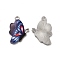 Alloy Enamel Pendants, Platinum, Butterfly Charm, Midnight Blue, 24x16.5x2mm, Hole: 2mm