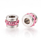201 Stainless Steel Polymer Clay Rhinestone Inlaid Beads, Column, Stainless Steel Color, Rose, 7x5mm, Hole: 3mm
