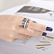 Roman Numerals 304 Stainless Steel & Crystal Rhinestone Finger Rings, Stainless Steel Color, US Size 8(18.1mm)