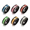 304 Stainless Steel Luminous Finger Rings, Heartbeat Enamel Glow in the Dark Wide Band Ring, Mixed Color, US Size 8(18.1mm), 8mm