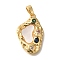 Brass Micro Pave Cubic Zirconia Pendants, Cadmium Free & Nickel Free & Lead Free, Oval with Shell Charms, Real 18K Gold Plated, 22x14x3.5mm, Hole: 4.5x2.3mm