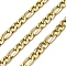 304 Stainless Steel Figaro Chains, Ion Plating(IP), Unwelded, Rectangle, with Spool, Golden, 9.5x6x2mm