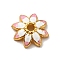 Multi-Petal Alloy Enamel Bead Caps, Cadmium Free & Lead Free, Golden, Flower, Pearl Pink, 7.5x7x2mm, Hole: 1mm