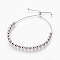 Brass Bolo Bracelets, Slider Bracelets, Round, Platinum, 1-7/8 inch~4 inch(4.9~10.2cm)