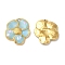 304 Stainless Steel Enamel Pendants, Real 18K Gold Plated, Flower Charm, Light Sky Blue, 20.5x18x2.5mm, Hole: 1.2mm