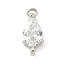 Brass Pave Cubic Zirconia Connector Charms, Teardrop Links, Real 18K Gold Plated, Long-Lasting Plated, Cadmium Free & Lead Free, Rack Plating, Clear, 14x6.5x4.5mm, Hole: 1.2mm