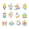 12Pcs 12 Style Alloy Enamel Pendants, Mixed Shapes, Light Gold, Mixed Color, 14~20.5x11~18.5x1.5mm, Hole: 1.8~2mm, 1pc/style