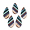 Transparent Resin & Walnut Wood Pendants, Teardrop Charms with Gold Foil, Colorful, 38x18x3mm, Hole: 2mm