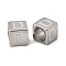 304 Stainless Steel European Beads, Large Hole Beads, Cube with Letter, Letter D, 7x7x7mm, Hole: 5.5mm