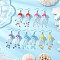 304 Stainless Steel Glass Seed Beaded Jellyfish Dangle Earrings, with Acrylic Beads & Imitation Pearl, Stainless Steel Color, Mixed Color, 73x15mm