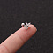 Brass Micro Pave Clear Cubic Zirconia Cartilage Earrings for Women, with Stainless Steel Pins, Stainless Steel Color, Flower, 6mm, Pin: 1.2mm