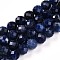 Natural Sodalite Beads Strands, Round with Faceted, 9~10mm, Hole: 0.9mm, about 19~20pcs/strand, 7.40~7.80''(18.8~19.8cm)