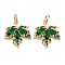 Rack Plating Brass Clear Cubic Zirconia Pendants, Long-Lasting Plated, Cadmium Free & Lead Free, with Jump Rings, Leaf, Real 14K Gold Plated, 19.5x17x3.5mm, Hole: 4mm