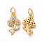 Rack Plating Brass Micro Pave Cubic Zirconia Pendants, with Jump Ring, Real 18K Gold Plated, Long-Lasting Plated, Flower Charm, Real 18K Gold Plated, 15.5x8.5x2.5mm, Hole: 3.6mm