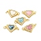 Rack Plating Brass Micro Pave Cubic Zirconia & Shell & Enamel Box Clasps, Cadmium Free & Lead Free, Long-Lasting Plated, Heart, Mixed Color, 11.5x18.5x4mm, Hole: 2.5mm
