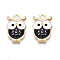 Alloy Enamel Pendants, Cadmium Free & Nickel Free & Lead Free, Light Gold, Owl, Black, 19x12x2.5mm, Hole: 2mm