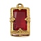 304 Stainless Steel Rhinestone Pendants, Rectangle, Red, 17x10x6mm, Hole: 1.8mm