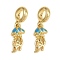Brass Enamel European Dangle Charms, Jellyfish, Large Hole Pendants, Long-Lasting Plated, Cadmium Free & Lead Free, Rack Plating, Golden, 21.5mm, Hole: 3.8mm
