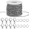 Beebeecraft 20m/65.61 Feet Figaro Chain Bulk Chain Link Jewelry Making Kit with Jump Ring and Lobster Clasp 304 Stainless Steel Silver Oval Connector Chains for Jewelry Necklace Bracelet DIY Crafts
