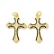 Brass with Cubic Zirconia Pendants, Cadmium Free & Lead Free, Cross, Real 16K Gold Plated, 28x19x1.7mm