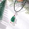 Electroplate Glass Beaded Dark Cyan Christmas Tree & Alloy Star Pendant Black Waxed Cotton Cord Necklaces, Antique Silver, Red, 21.26 inch(54cm)