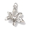 Rack Plating Brass Micro Pave Clear Cubic Zirconia Pendants, with Jump Rings, Long-Lasting Plated, Lead Free & Cadmium Free, Flower, Platinum, 21.5x18.5x4.5mm, Hole: 3mm