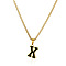 304 Stainless Steel Black Enamel Initial Pendant Twisted Chain Necklaces, Golden, Letter X, 15.75 inch(40cm)