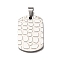 304 Stainless Steel Pendants, Rectangle Charm, Stainless Steel Color, 35x22x2.5mm, Hole: 7x5mm